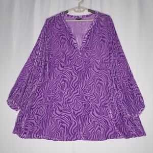Torrid‎ Burnout Velvet Top 6X Purple V-Neck Sheer Retro 90s Fairy Retro Y2K